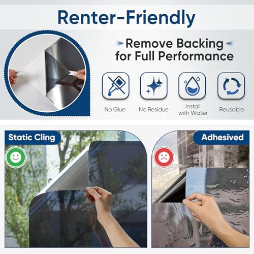 SUNBABY Window Privacy Film, One Way Mirror & Heat Blocking, 45"x157.5"