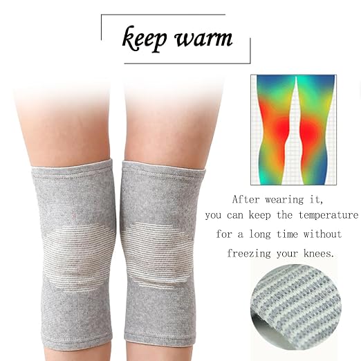 2 Pairs Bamboo Charcoal Compression Knee Sleeve (Gray+Black) (X-Large) | Bamboo charcoal polyester, Seamless design , Elastic support stabilizes joints. Relieves arthritis and knee pain