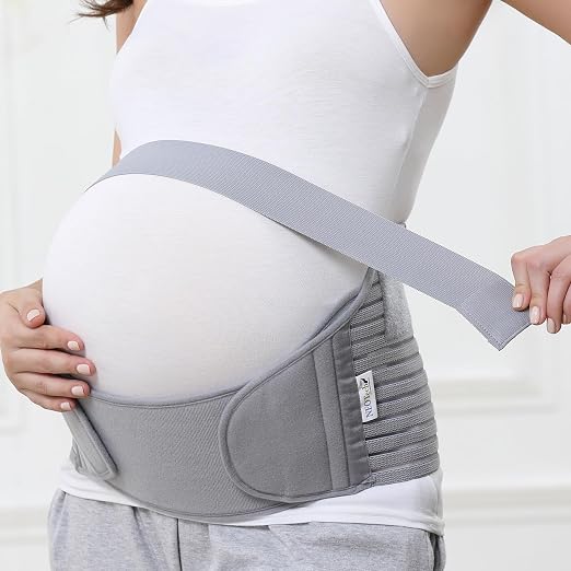NeoTech Care Pregnancy Belly Band, Maternity Belt, for Pregnancy Belly Support, Back/Pelvic Support (Size M, Grey Color)
