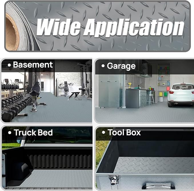 LITA Garage Floor Mat, PVC Flooring Roll Thickened Garage Mats, Heavy Duty Parking Mat Waterproof Nonslip Floor Protector for Car, Trailer, SUV, Basement, Gym (Grey) (6 Feet x 24 Feet)