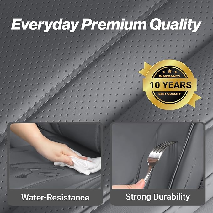 Coverland Custom Truck Car Seat Covers Front Seats for [2003-2006 GMC Sierra 2500HD, 3500HD Crew Cab Captain Seats] - Protector Water Resistant Leather Memory Form Seat Cushion [Front-Dark Gray]