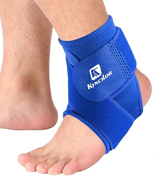 SUJAYU Ankle Brace & Elastic Supports for Men & Women, Ankle Support Ankle Compression Sleeve, Plantar Fasciitis Relief Achilles Tendonitis Brace Achilles Tendonitis Wrap, Pack of 1 (Blue, Small)