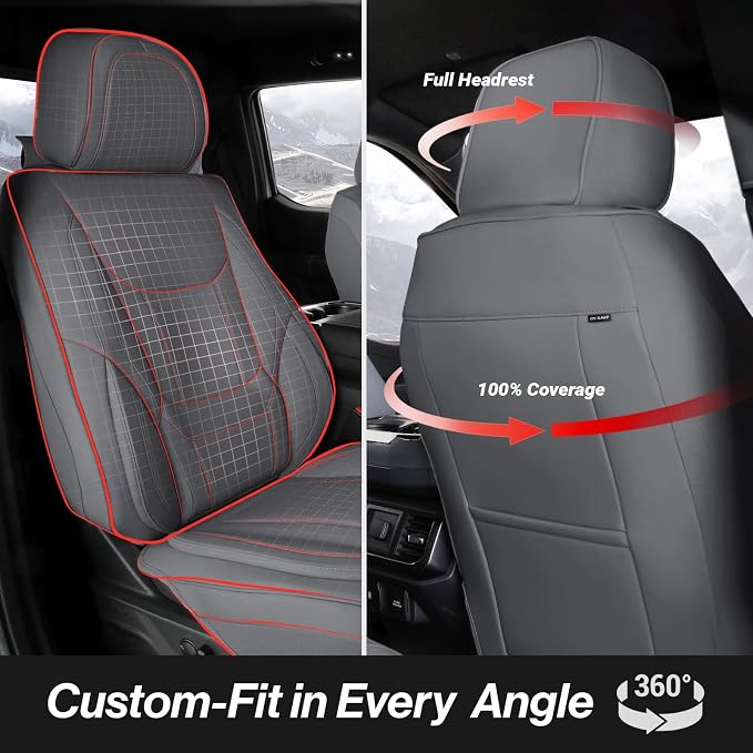 Coverland Custom Truck Car Seat Covers Front Seats for [2003-2006 GMC Sierra 2500HD, 3500HD Crew Cab Captain Seats] - Protector Water Resistant Leather Memory Form Seat Cushion [Front-Dark Gray]