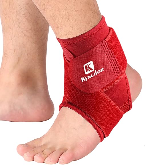 SUJAYU Ankle Brace & Elastic Supports for Men & Women, Ankle Support Ankle Compression Sleeve, Plantar Fasciitis Relief Achilles Tendonitis Brace Achilles Tendonitis Wrap, Pack of 1 (Red, Large)