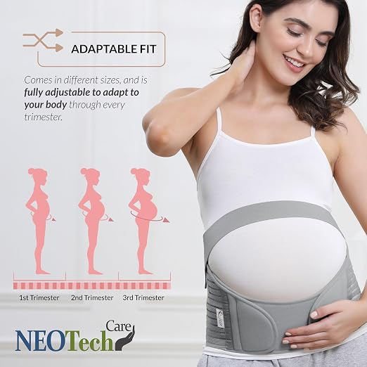 NeoTech Care Pregnancy Belly Band, Maternity Belt, for Pregnancy Belly Support, Back/Pelvic Support (Size M, Grey Color)