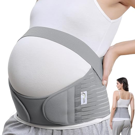 NeoTech Care Pregnancy Belly Band, Maternity Belt, for Pregnancy Belly Support, Back/Pelvic Support (Size M, Grey Color)