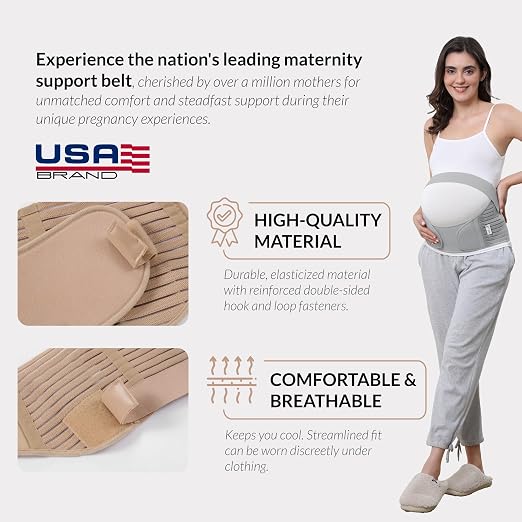 NeoTech Care Pregnancy Belly Band, Maternity Belt, for Pregnancy Belly Support, Back/Pelvic Support (Size M, Grey Color)